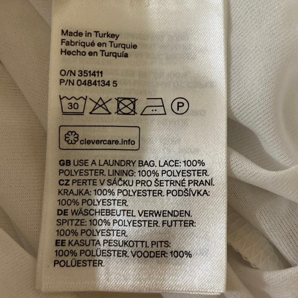 H&M White Lace Off The Shoulder Frill Sleeves A-Line Lined Midi Dress Size 4 - Picture 7 of 7
